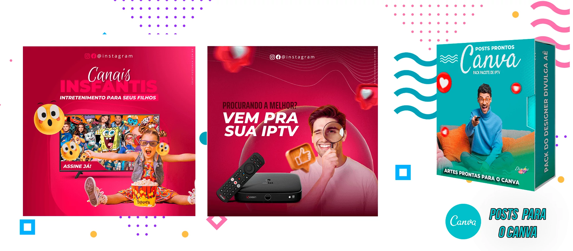 Pack de Posts Prontos para o Canva com legendas - Provedor e Iptv - Vendas de Canais de Tv - Imagem 16