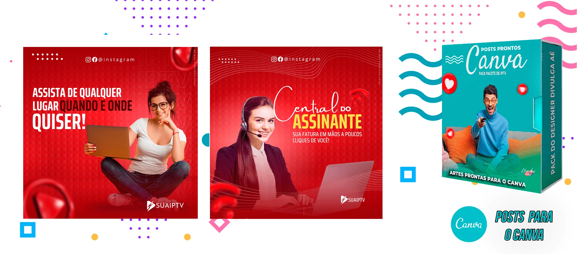 Pack de Posts Prontos para o Canva com legendas - Provedor e Iptv - Vendas de Canais de Tv - Imagem 12