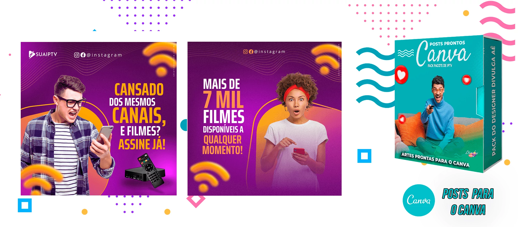 Pack de Posts Prontos para o Canva com legendas - Provedor e Iptv - Vendas de Canais de Tv - Imagem 26
