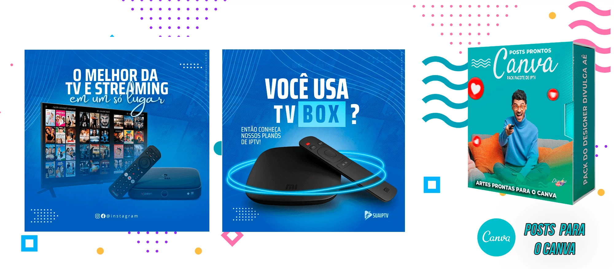 Pack de Posts Prontos para o Canva com legendas - Provedor e Iptv - Vendas de Canais de Tv - Imagem 4