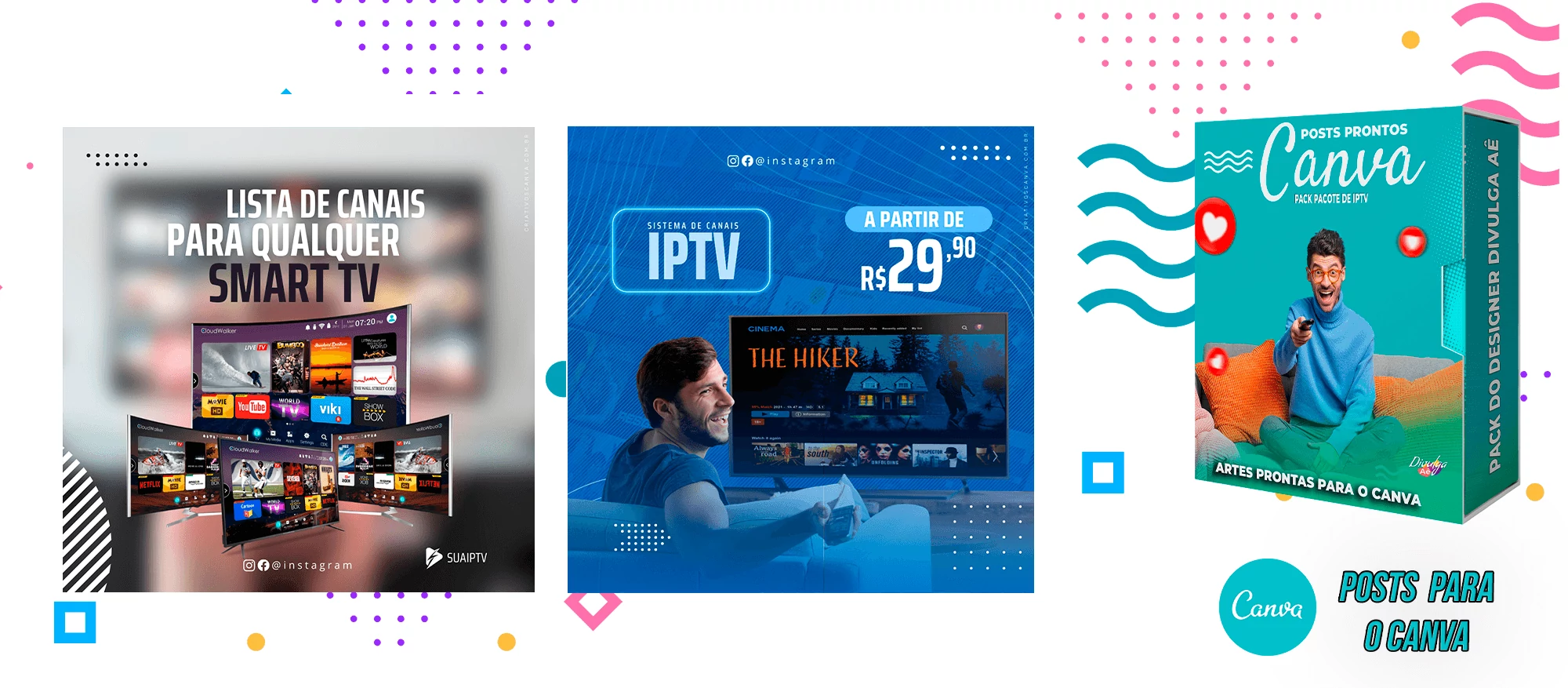 Pack de Posts Prontos para o Canva com legendas - Provedor e Iptv - Vendas de Canais de Tv - Imagem 9