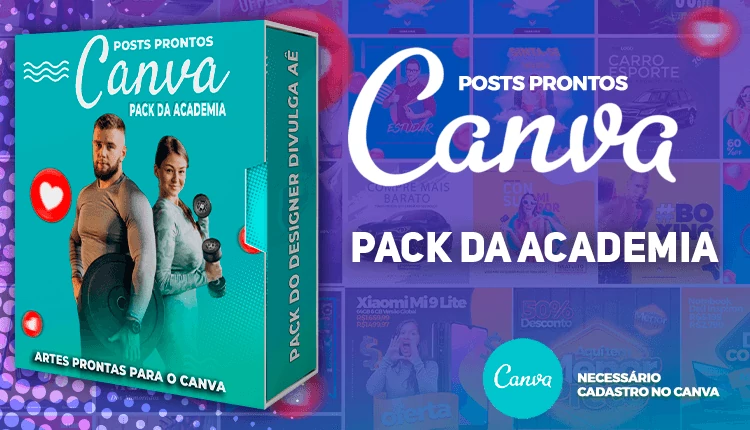 Pack de Posts Prontos para o Canva com Legendas - Academia - Personal Trainer