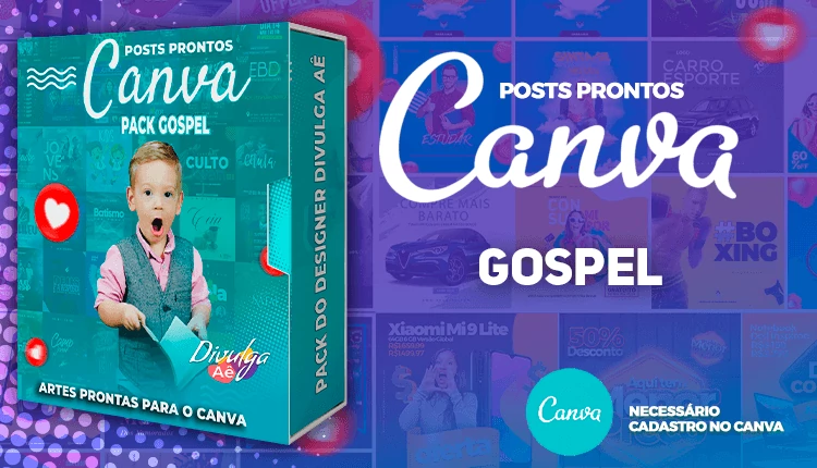 Pack de Posts Prontos para o Canva - Gospel - Igrejas Evangelicas + 2000 Artes Editaveis no Photoshop