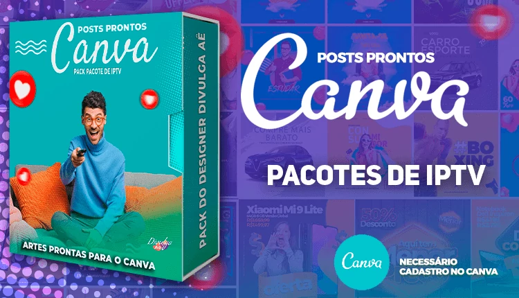 Pack de Posts Prontos para o Canva  com legendas -  Provedor e Iptv - Vendas de Canais de Tv