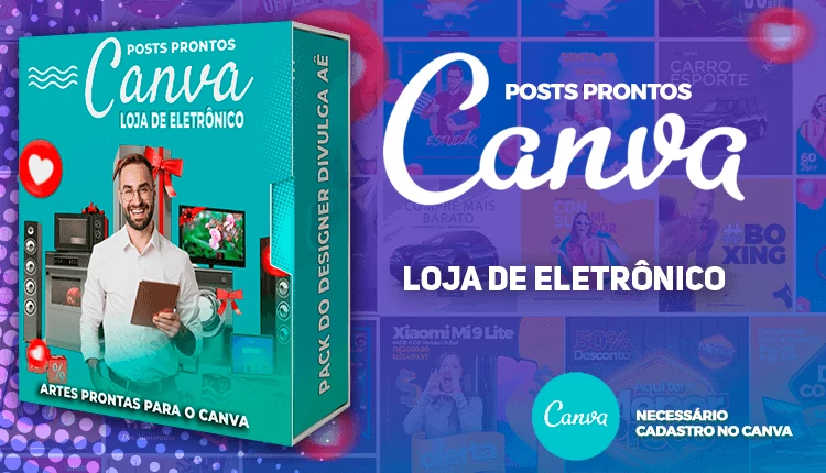 Pack de Posts Prontos para o Canva - Loja de  Eletrônicos + Brinde Especial