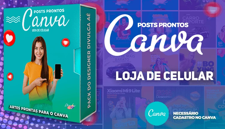 Pack de Posts Prontos para o Canva - Acessórios - Capinhas - Loja de Celular com Legendas