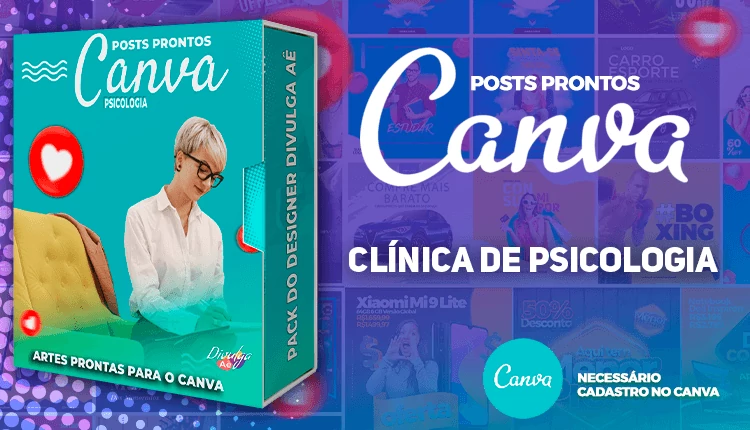 Pack de Posts Prontos para o Canva com Legendas -  Clínica de Psicologia