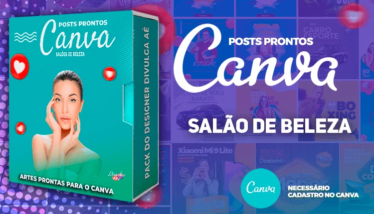 Pack de Posts Prontos para o Canva com Legendas - Salões De Beleza