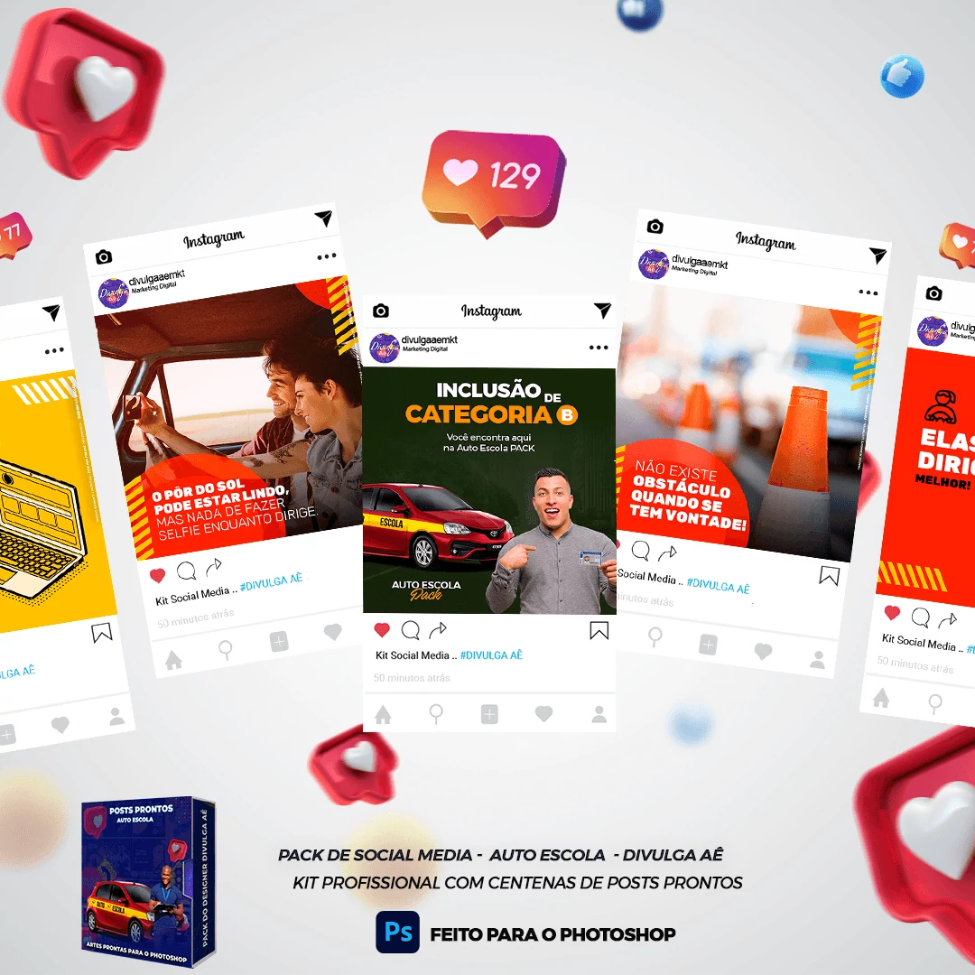 Mega Pack de Posts Prontos para Auto-Escola e Centro de Formação de Condutores - Photoshop - Imagem 30