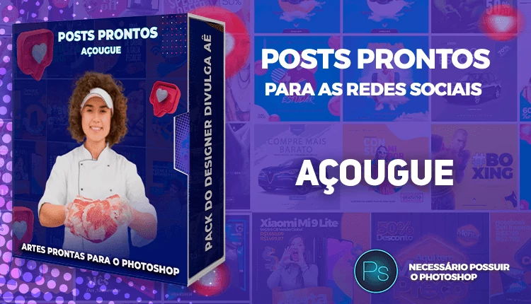 Pack de Posts Prontos - Açougue - Casa da Carne no Photoshop