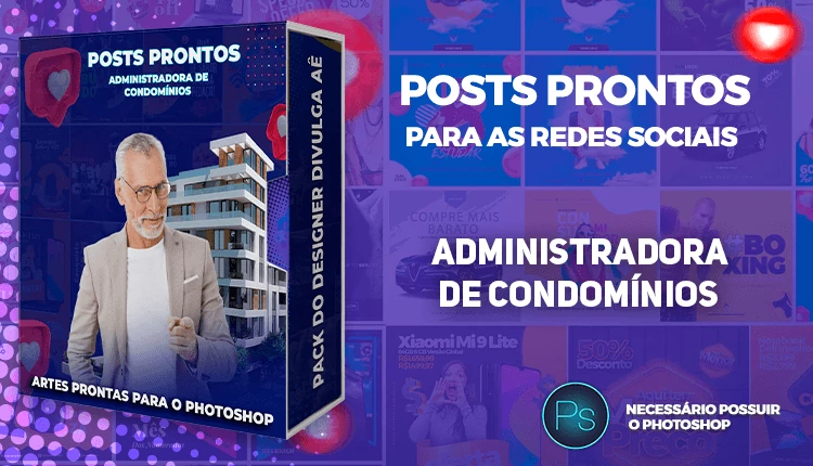 Pack de Posts Prontos com Legendas - Administradora de Condomínios - Photoshop