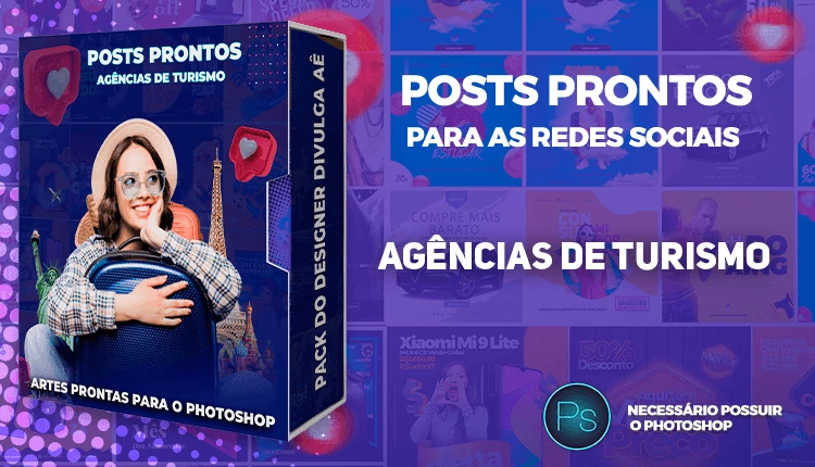 Pack de Posts Prontos + Legendas Prontas para Agências De Turismo no Photoshop