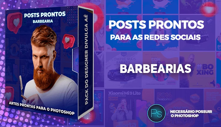 Pack de Posts Prontos - Barbearia - Barber Shop + Legendas Prontas - Photoshop