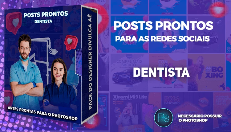 Kit de Posts Prontos Editáveis para  Dentistas com Legendas no Photoshop