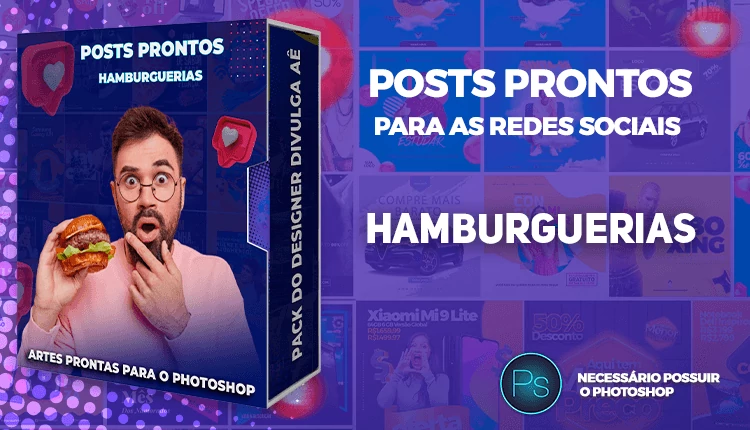 Mega Pack de Posts Editaveis para Hamburgueria - Lanchonete - Photoshop