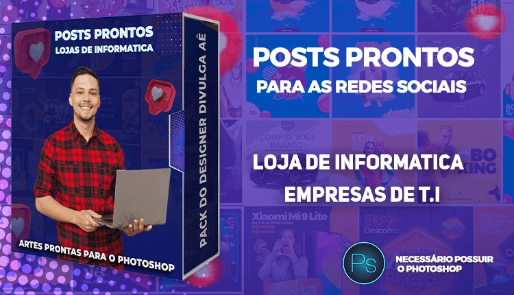 Pack de Posts Editáveis - Lojas de Informática - Empresas de T.I no Photoshop