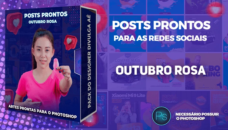 Pack de Posts Prontos com Legendas - Outubro Rosa - Photoshop
