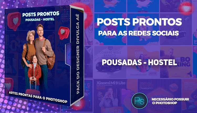 Pack de Posts Prontos com Legendas para Pousadas - Hostel - Photoshop