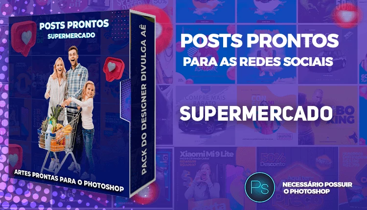 Mega Pack de Social Media - Supermercados no Photoshop