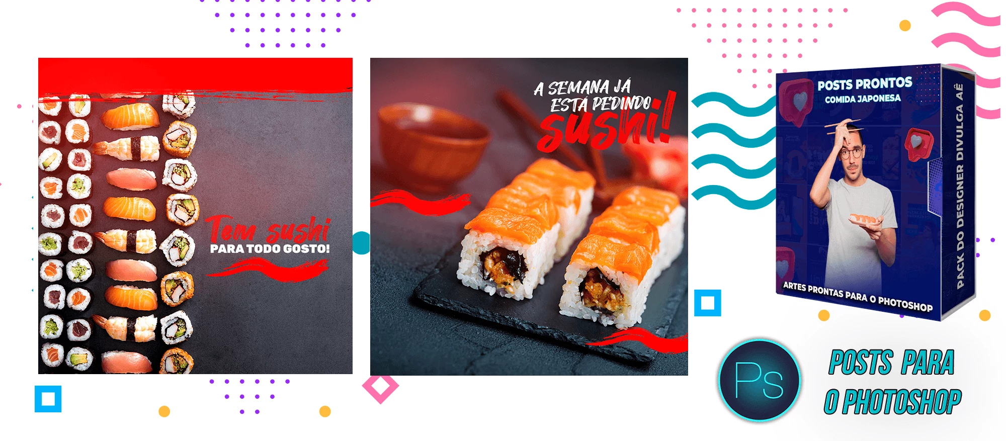 Mega Pack de Posts Photoshop - Canva - Culinária Japonesa + Legendas Prontas - Imagem 7