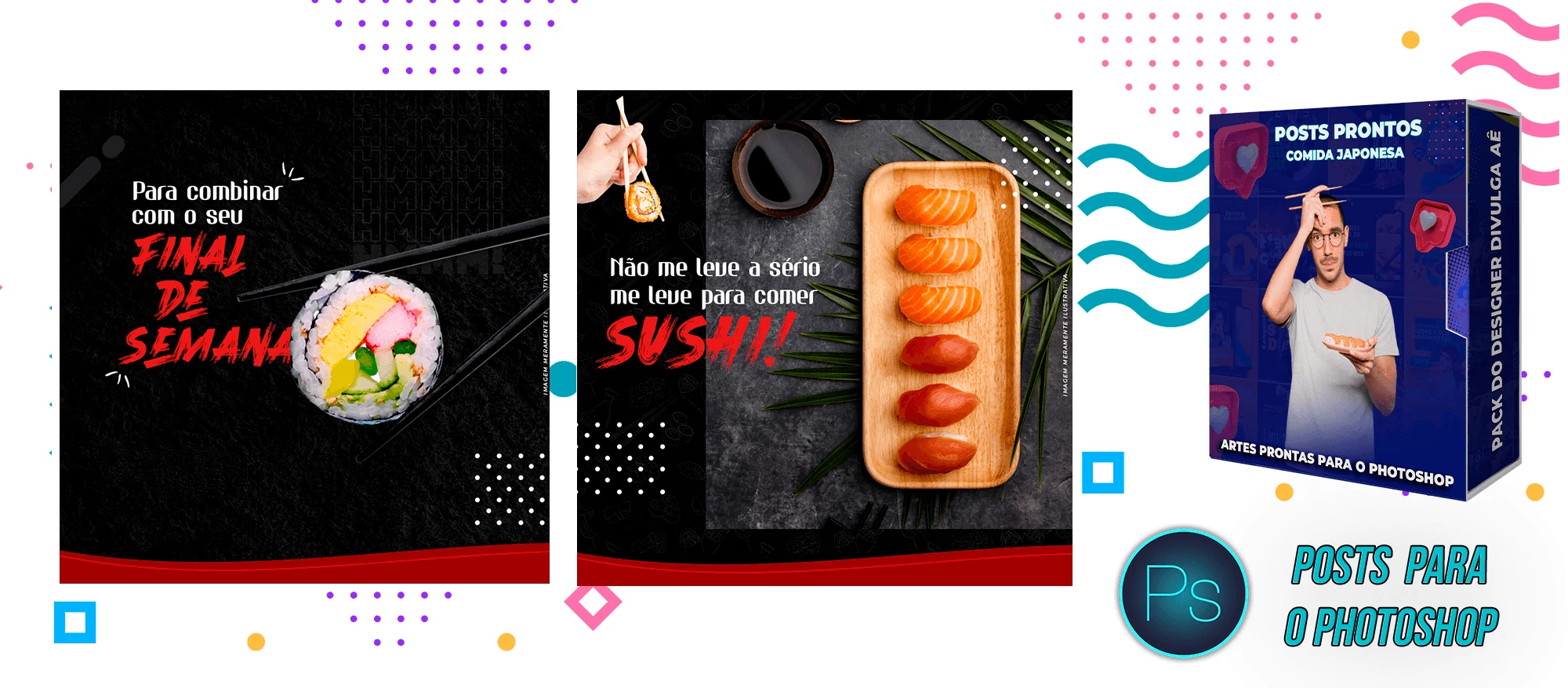 Mega Pack de Posts Photoshop - Canva - Culinária Japonesa + Legendas Prontas - Imagem 8