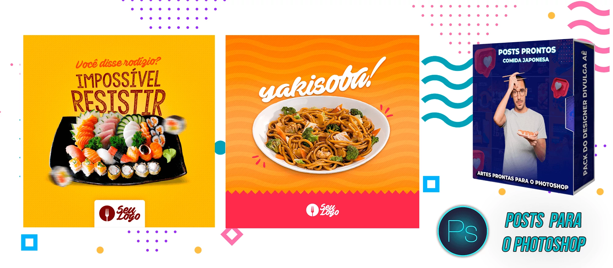 Mega Pack de Posts Photoshop - Canva - Culinária Japonesa + Legendas Prontas - Imagem 13