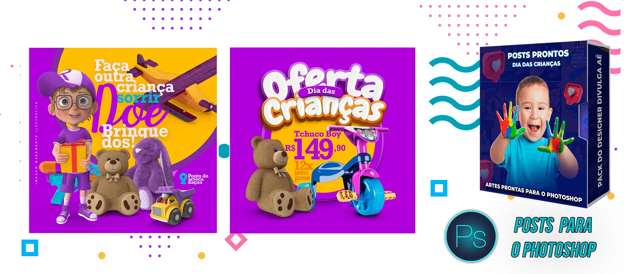 Pack de Posts Prontos - Dia das Crianças - Photoshop (Gratuito) - Imagem 2