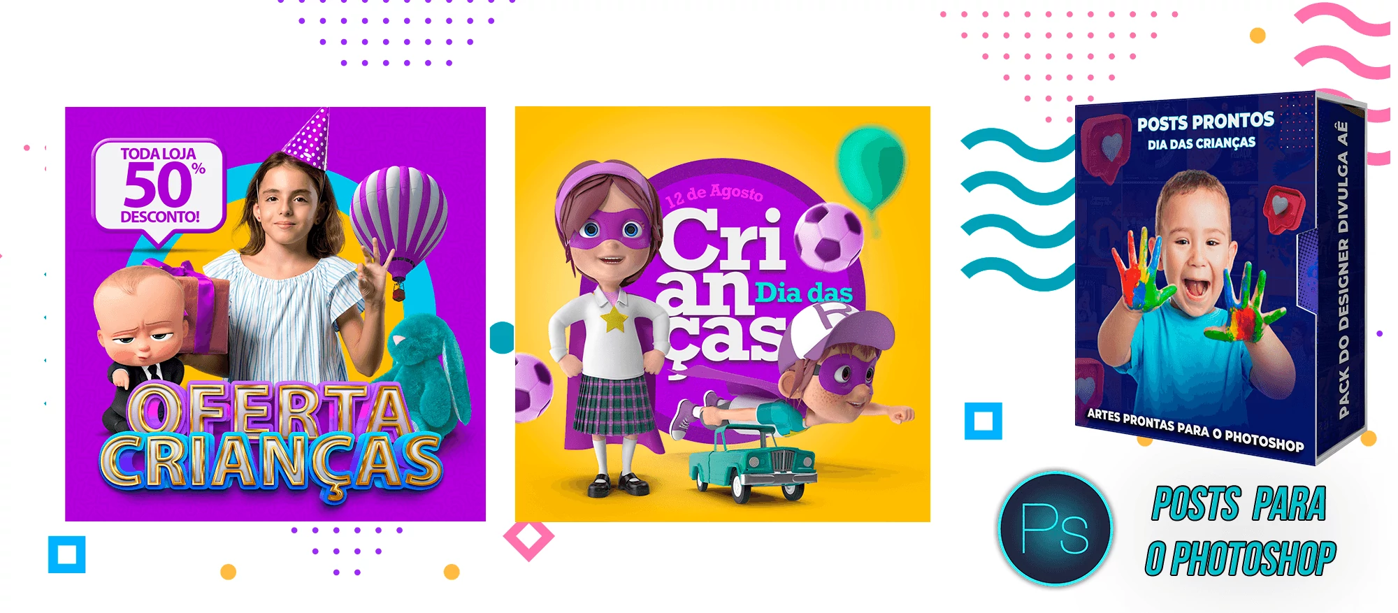 Pack de Posts Prontos - Dia das Crianças - Photoshop (Gratuito) - Imagem 7