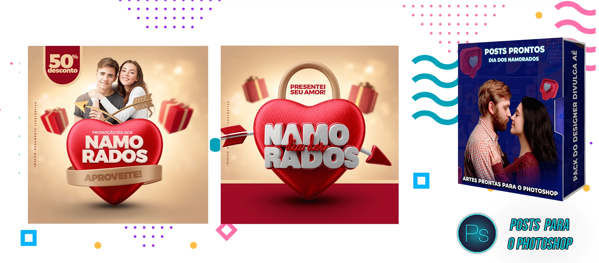 Pack de Posts Editáveis/Prontos - Dia dos Namorados + Brinde - Photoshop - Imagem 4