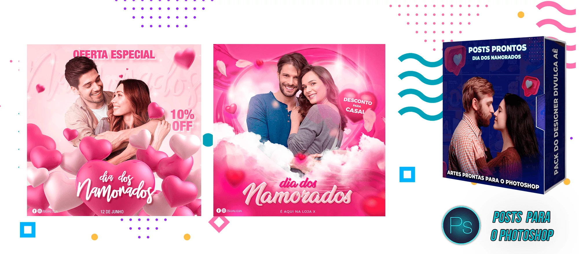 Pack de Posts Editáveis/Prontos - Dia dos Namorados + Brinde - Photoshop - Imagem 3