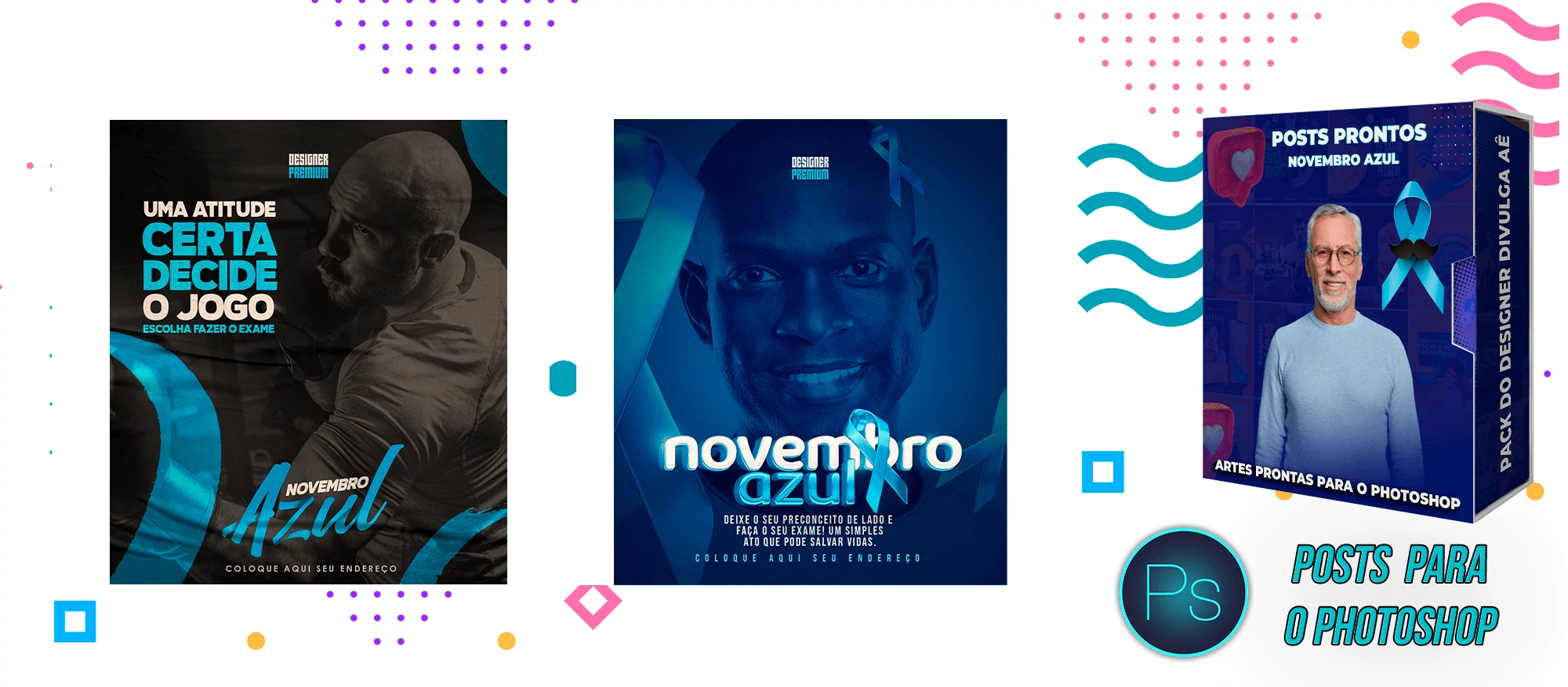 Pack de Posts Prontos + Legendas - Novembro Azul - Photoshop - Imagem 11