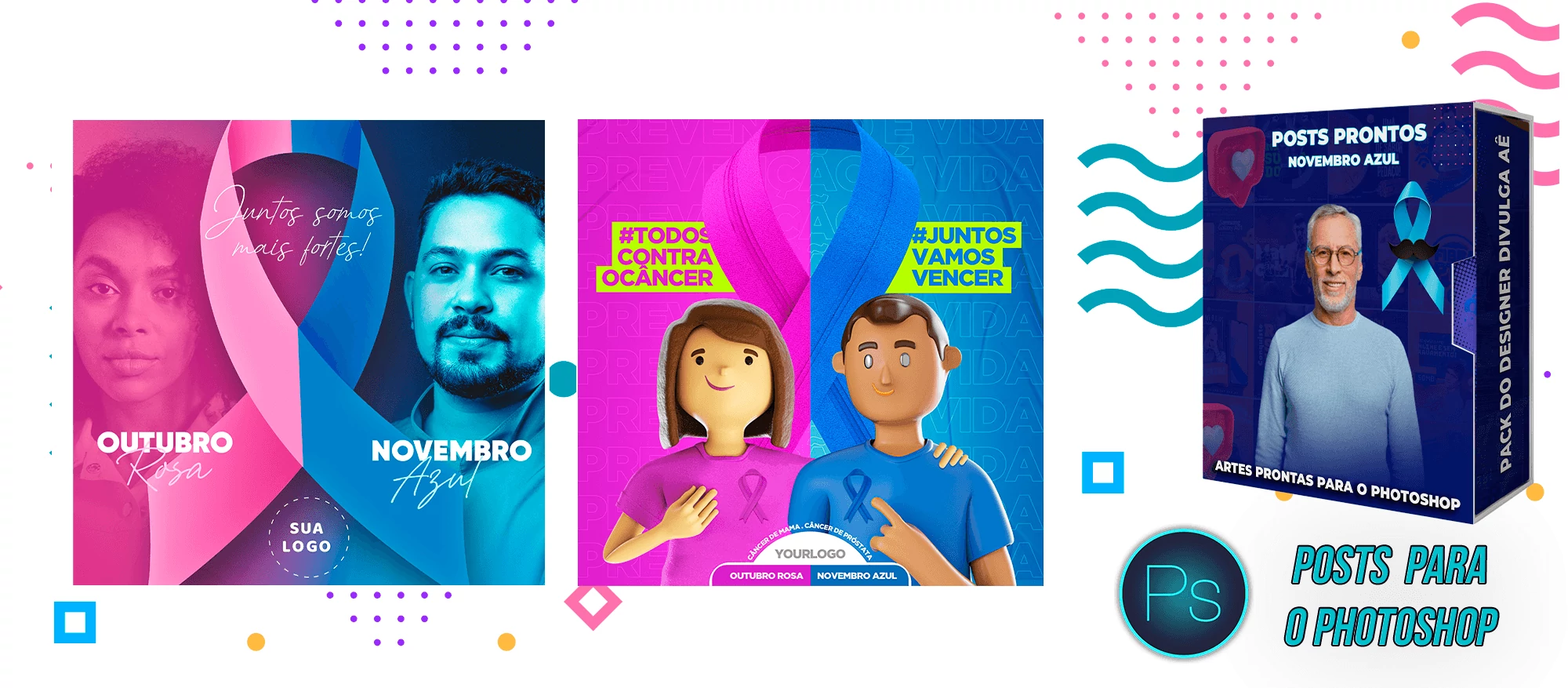 Pack de Posts Prontos + Legendas - Novembro Azul - Photoshop - Imagem 2