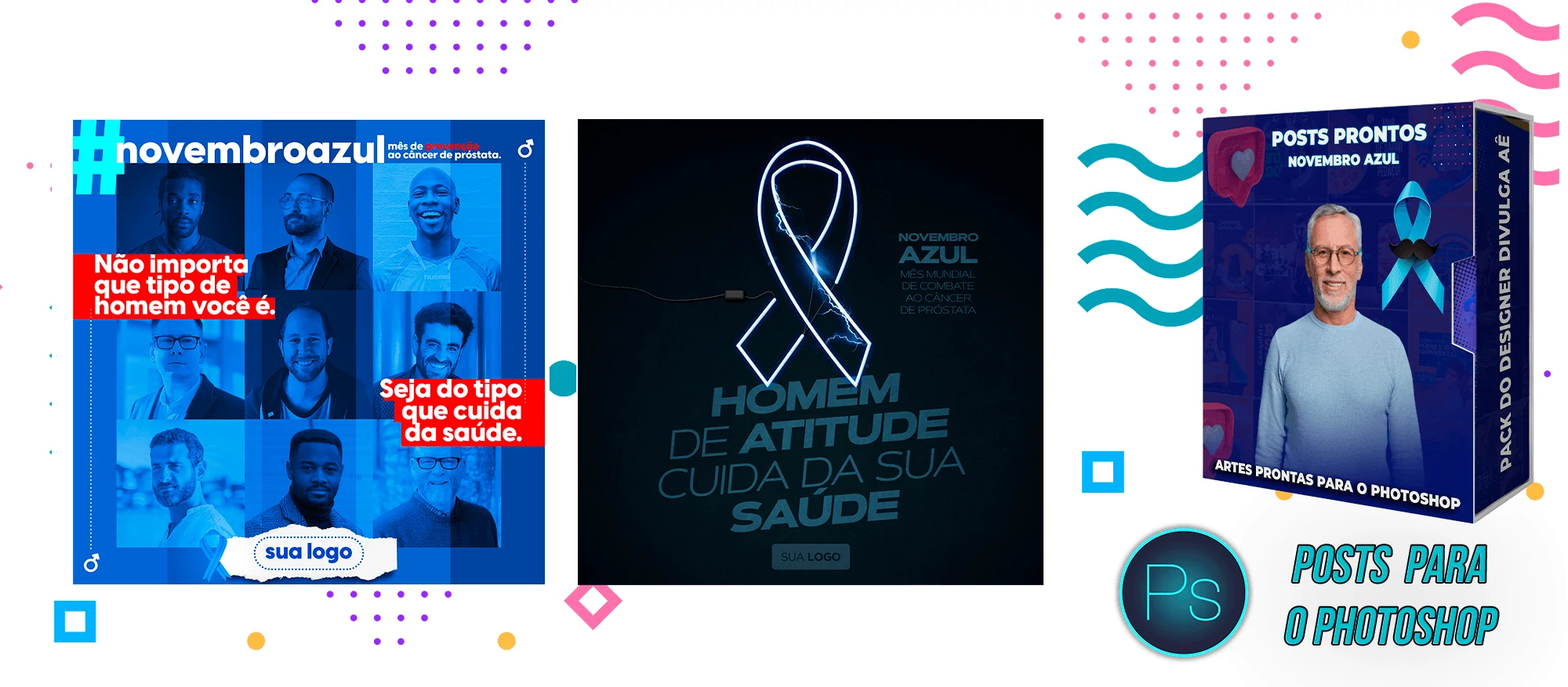 Pack de Posts Prontos + Legendas - Novembro Azul - Photoshop - Imagem 4