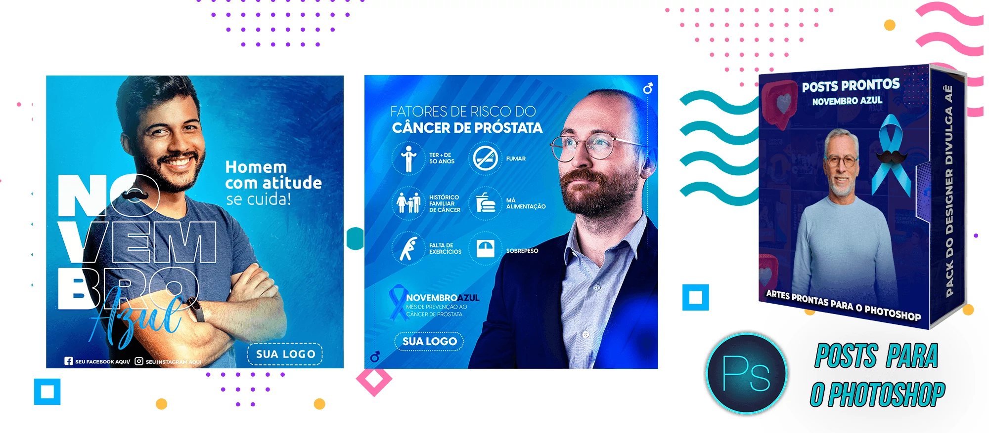 Pack de Posts Prontos + Legendas - Novembro Azul - Photoshop - Imagem 3