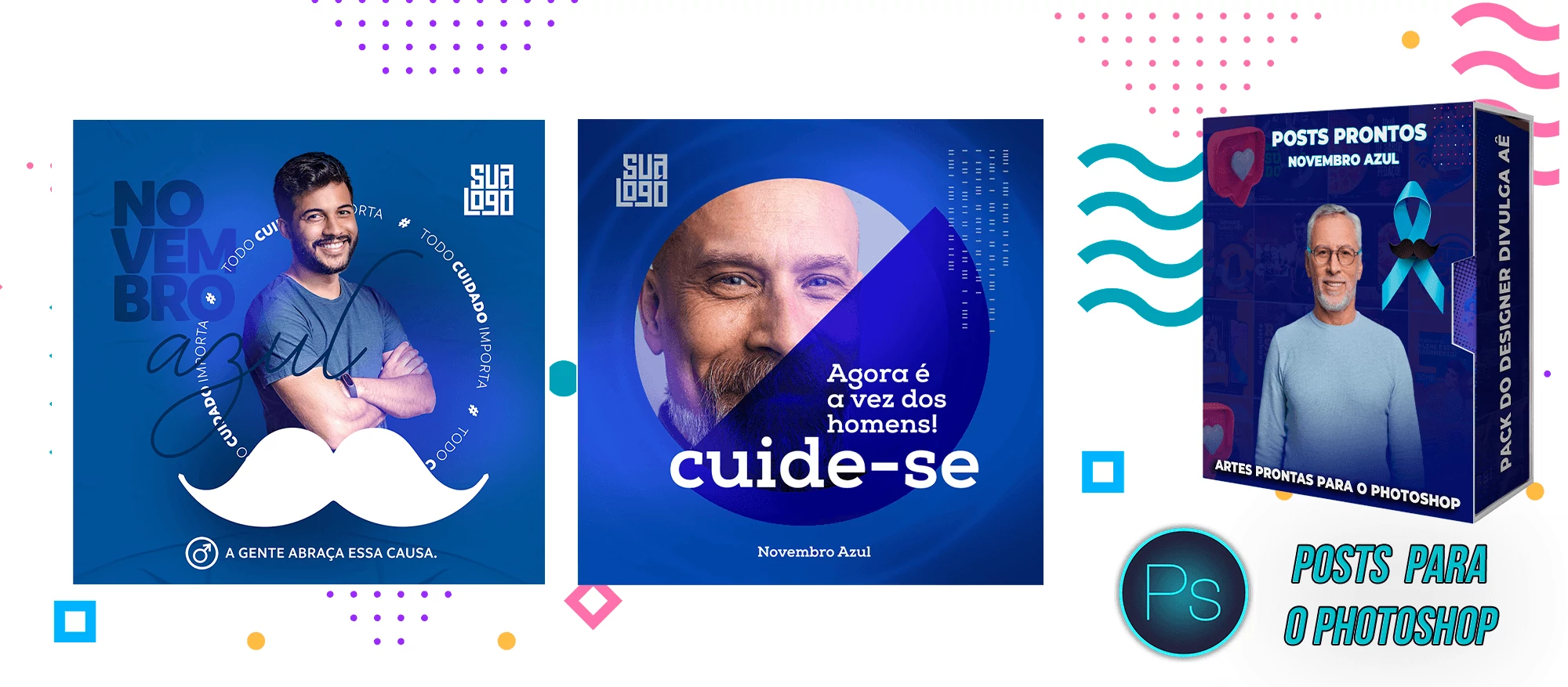 Pack de Posts Prontos + Legendas - Novembro Azul - Photoshop - Imagem 9