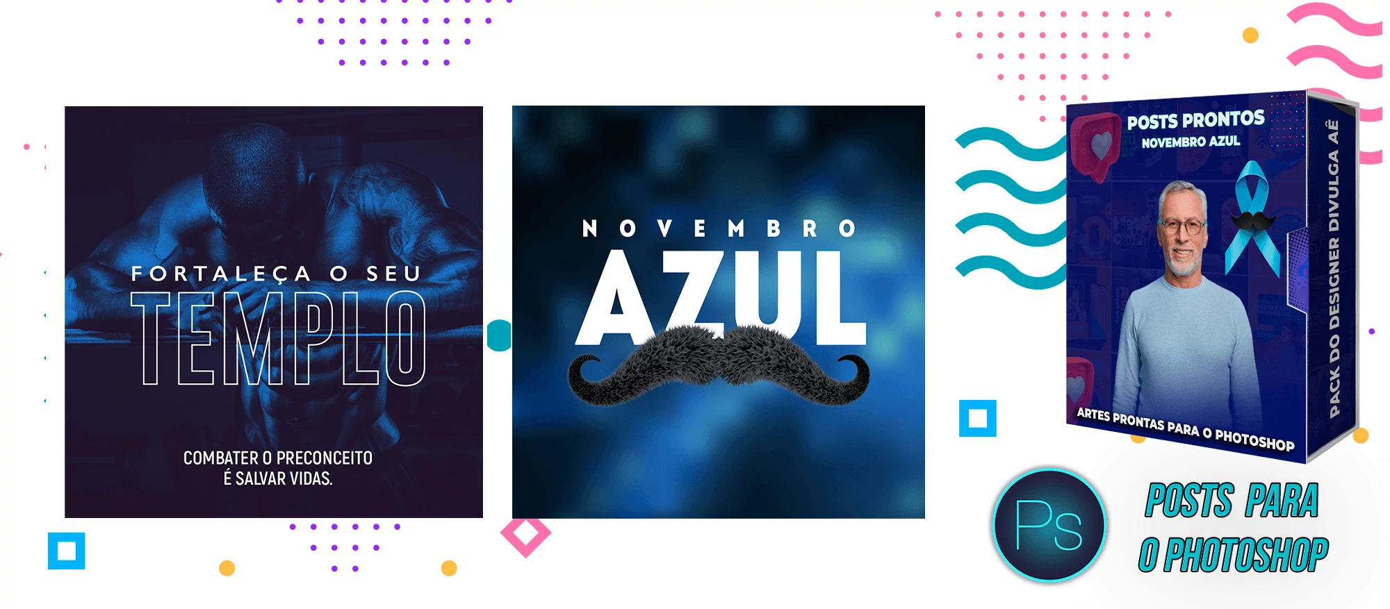 Pack de Posts Prontos + Legendas - Novembro Azul - Photoshop - Imagem 7