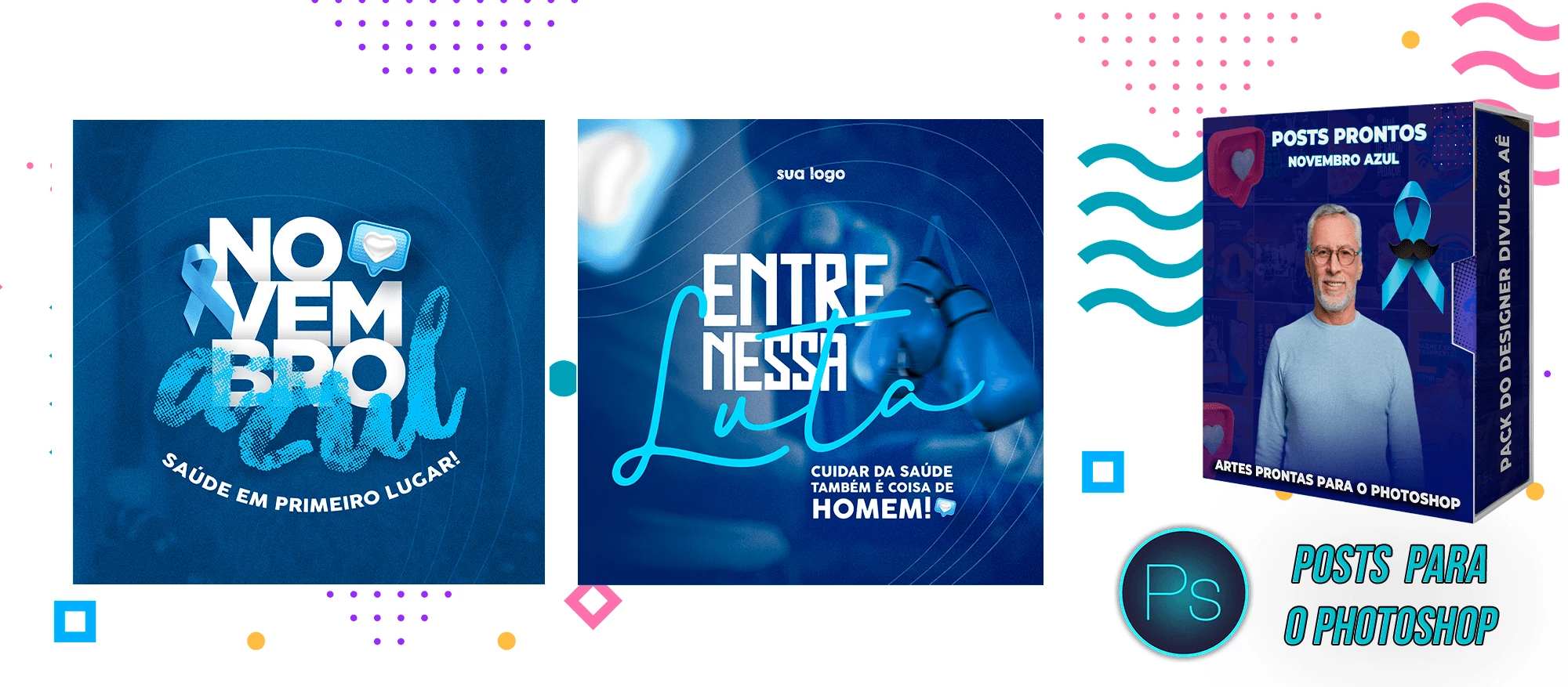 Pack de Posts Prontos + Legendas - Novembro Azul - Photoshop - Imagem 12