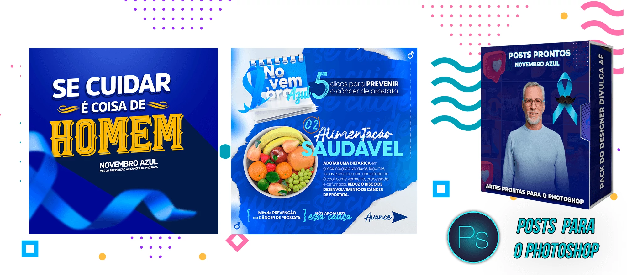 Pack de Posts Prontos + Legendas - Novembro Azul - Photoshop - Imagem 5