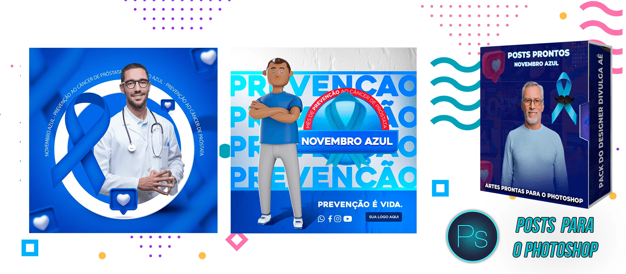 Pack de Posts Prontos + Legendas - Novembro Azul - Photoshop - Imagem 8