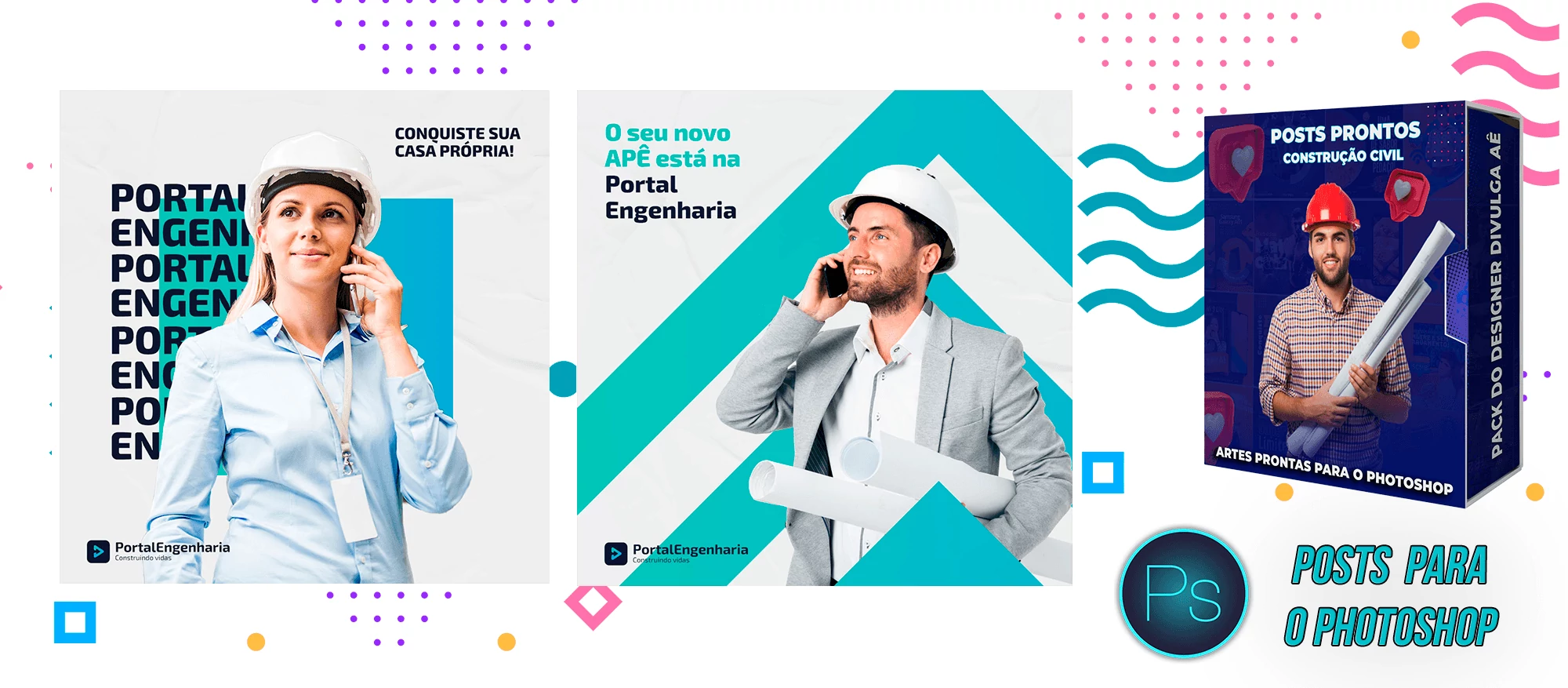 Pack de Posts Editáveis - Construção Civil - Engenheiro Civil - Empreiteira - Photoshop - Imagem 3