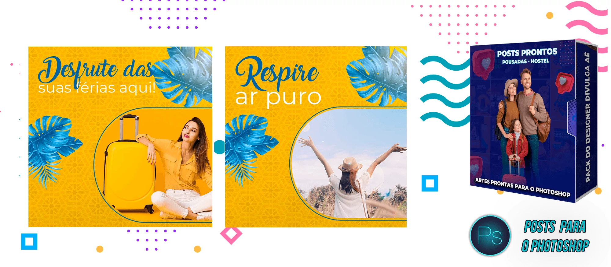 Pack de Posts Prontos com Legendas para Pousadas - Hostel - Photoshop - Imagem 2