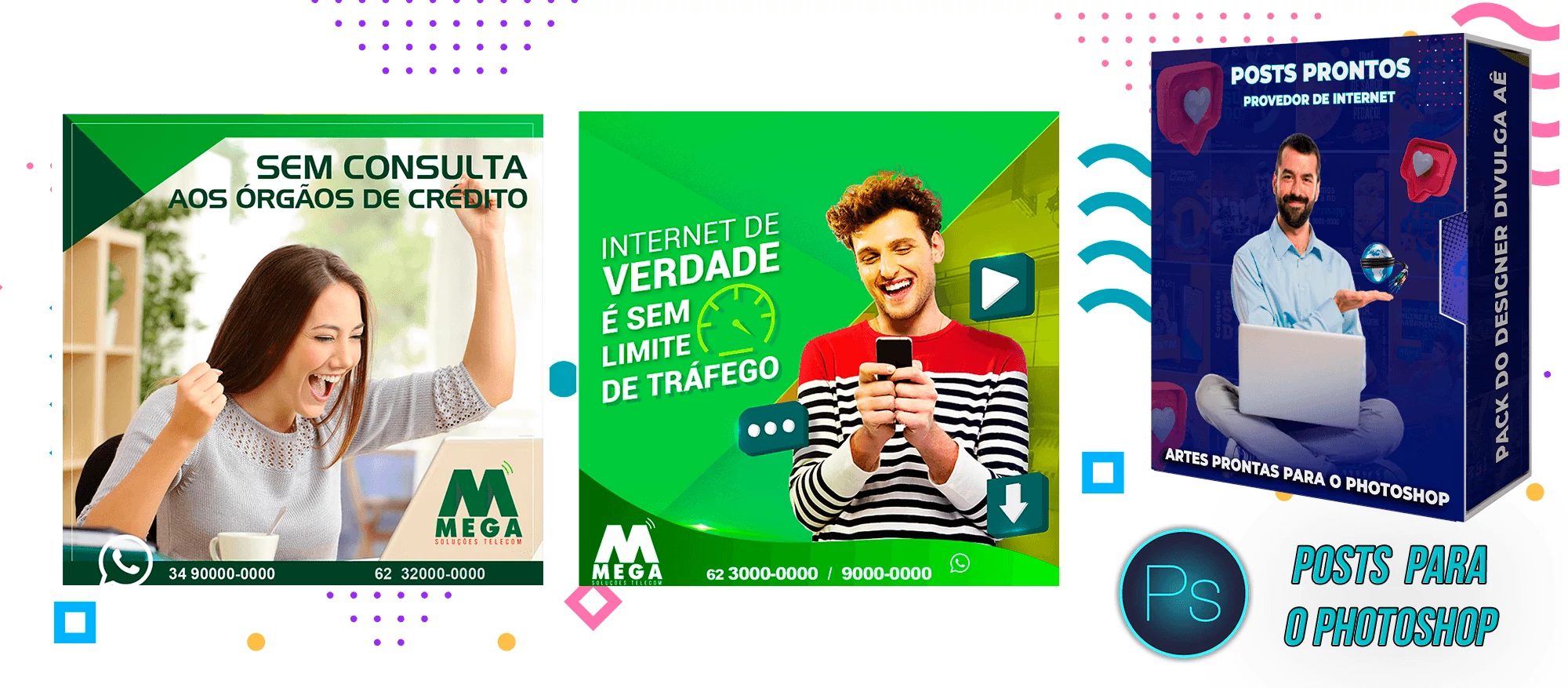 Mega Pack de Posts Editáveis - Provedores e Revenda de Internet - Photoshop - Imagem 8