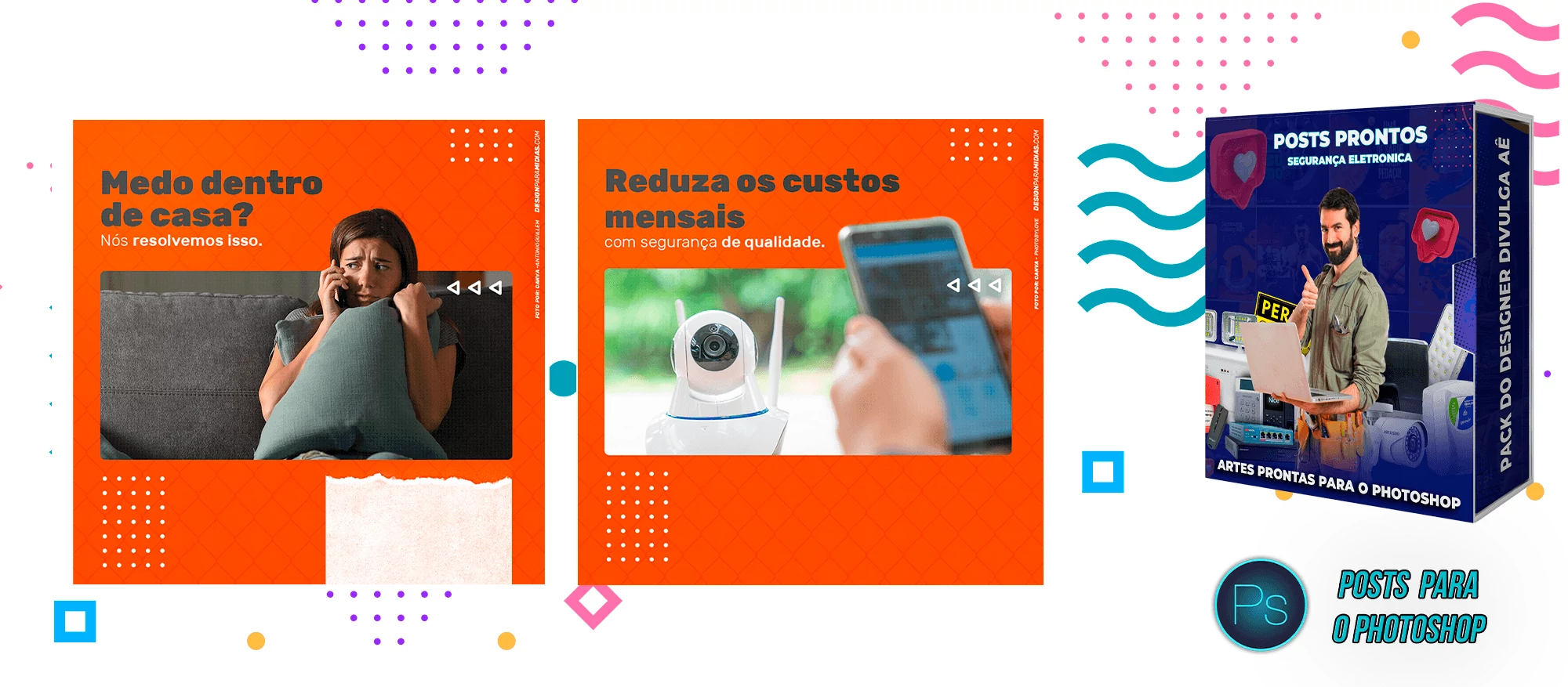 Pack de Posts Prontos com Legendas - Segurança Eletrônica no Photoshop - Imagem 6