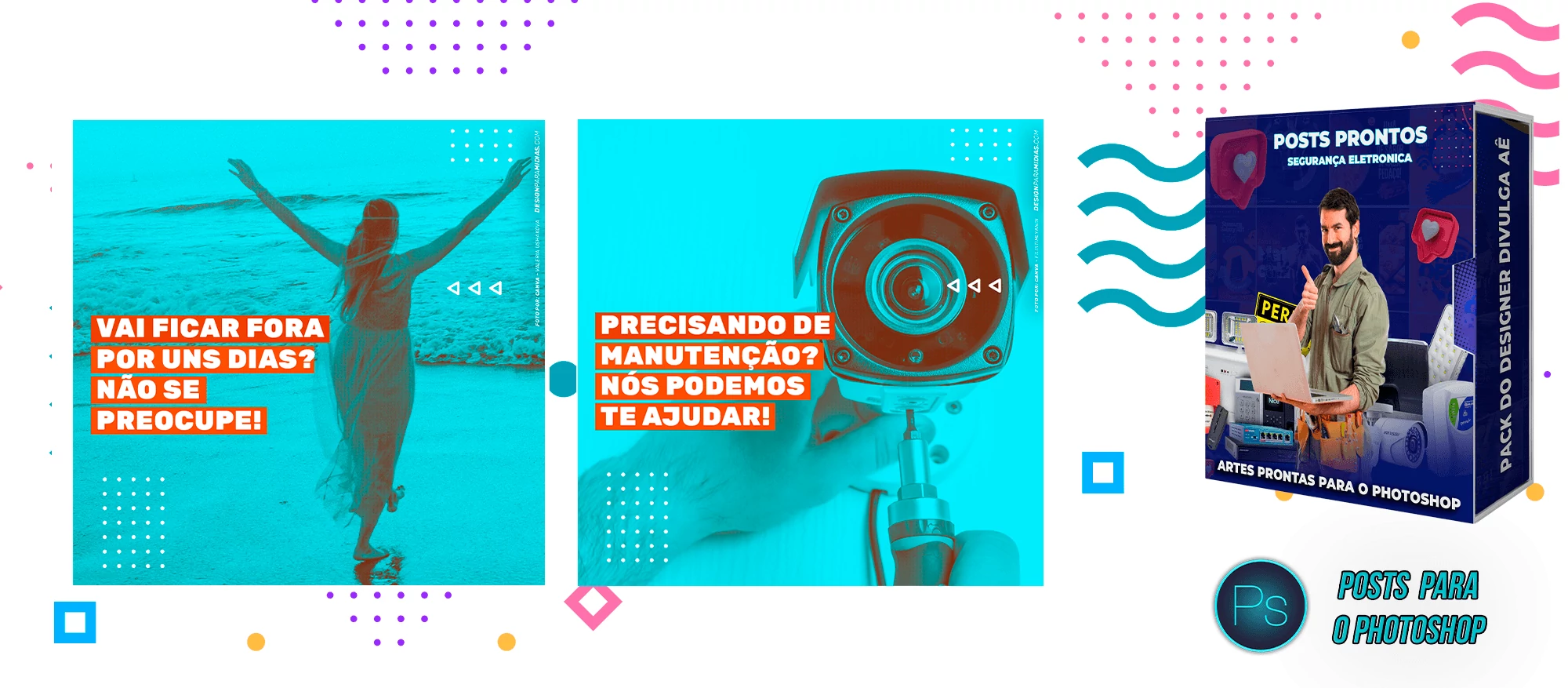 Pack de Posts Prontos com Legendas - Segurança Eletrônica no Photoshop - Imagem 11
