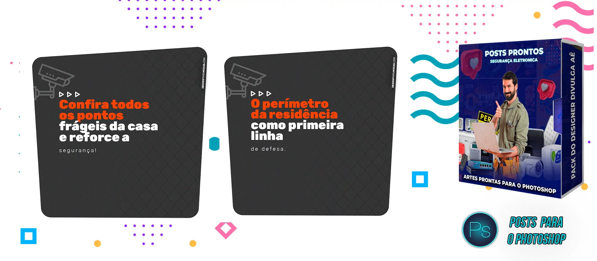 Pack de Posts Prontos com Legendas - Segurança Eletrônica no Photoshop - Imagem 9