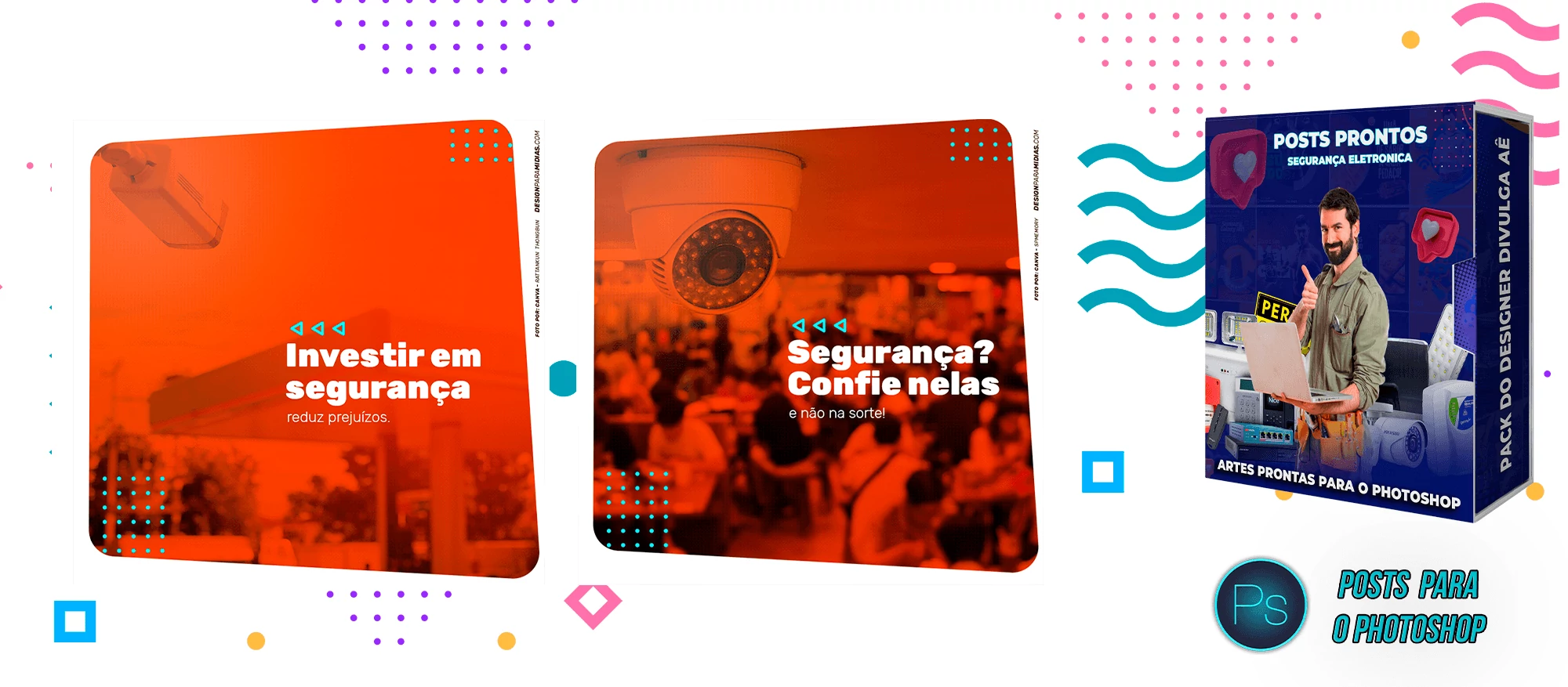 Pack de Posts Prontos com Legendas - Segurança Eletrônica no Photoshop - Imagem 7