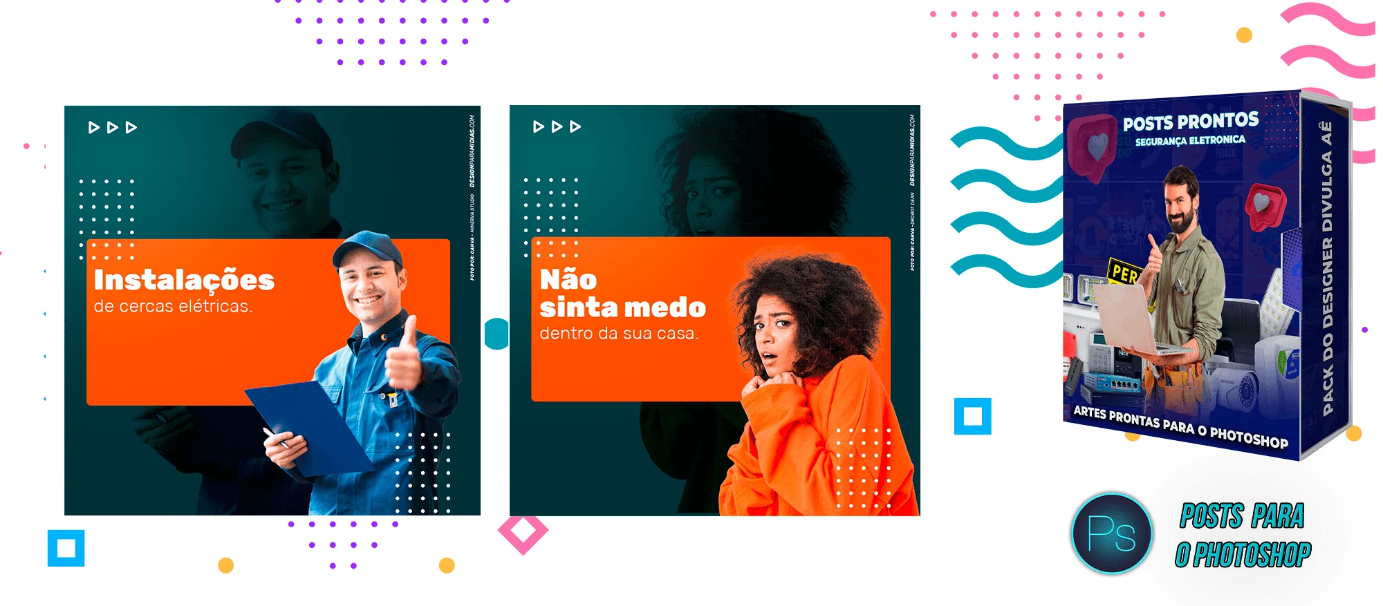 Pack de Posts Prontos com Legendas - Segurança Eletrônica no Photoshop - Imagem 4