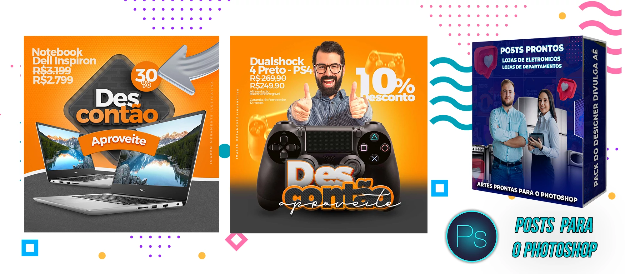 Mega Pack de Posts Prontos de Lojas de Departamento - Eletronicos e Vestuário no Photoshop - Imagem 2