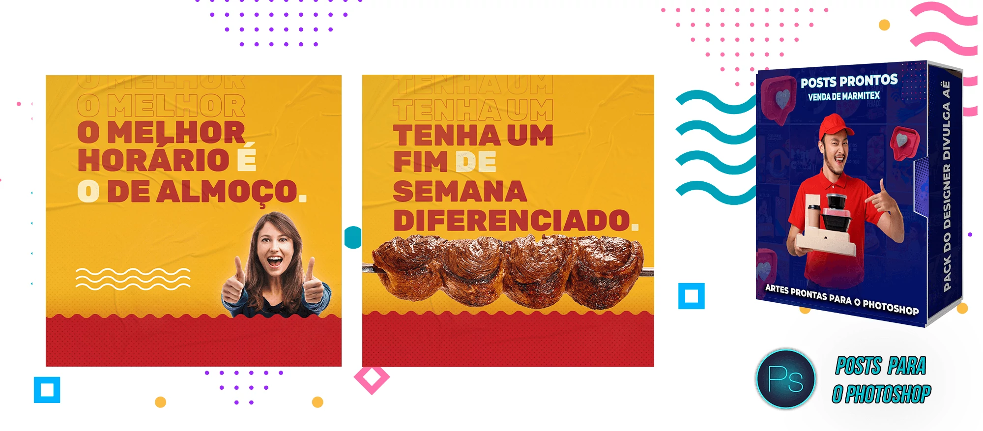 Pack de Posts Prontos Venda de Marmitex - Restaurantes - Self Service - Photoshop - Imagem 3