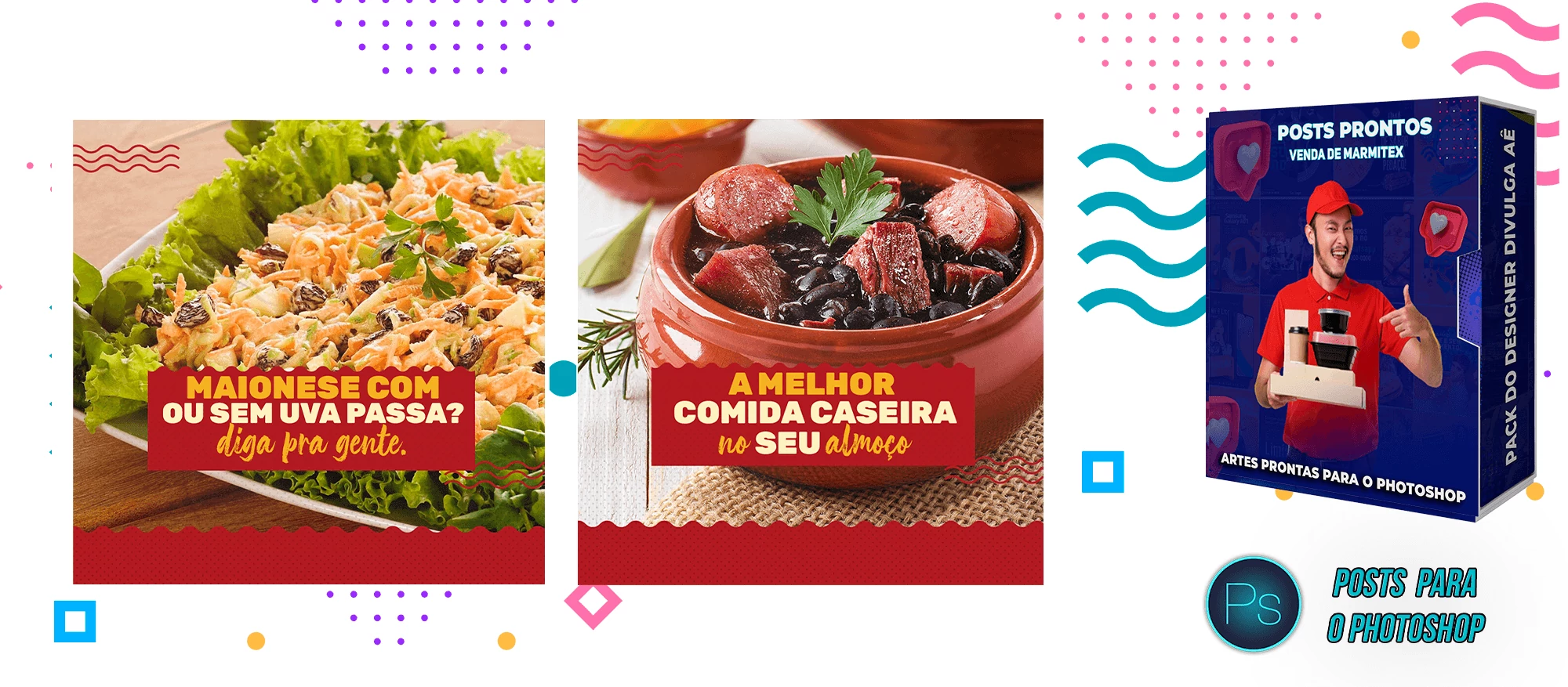 Pack de Posts Prontos Venda de Marmitex - Restaurantes - Self Service - Photoshop - Imagem 2